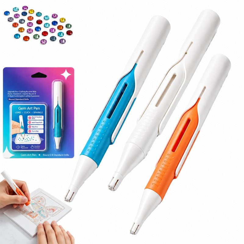 🔥 Last Day 50% OFF – 💎 Automatic Gem Art Bead Dispenser Pen & Tray Set