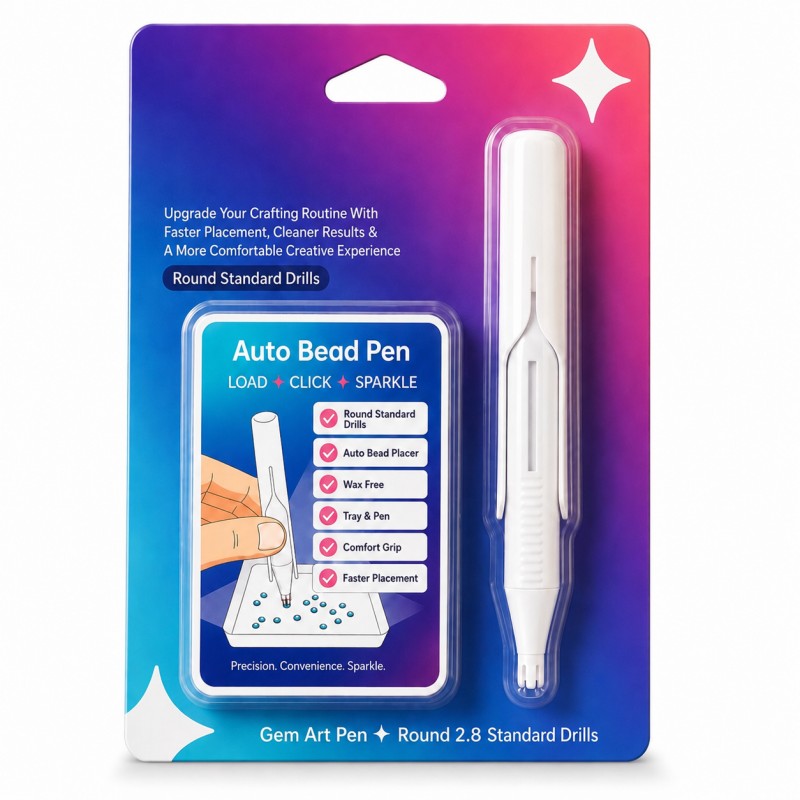 🔥 Last Day 50% OFF – 💎 Automatic Gem Art Bead Dispenser Pen & Tray Set