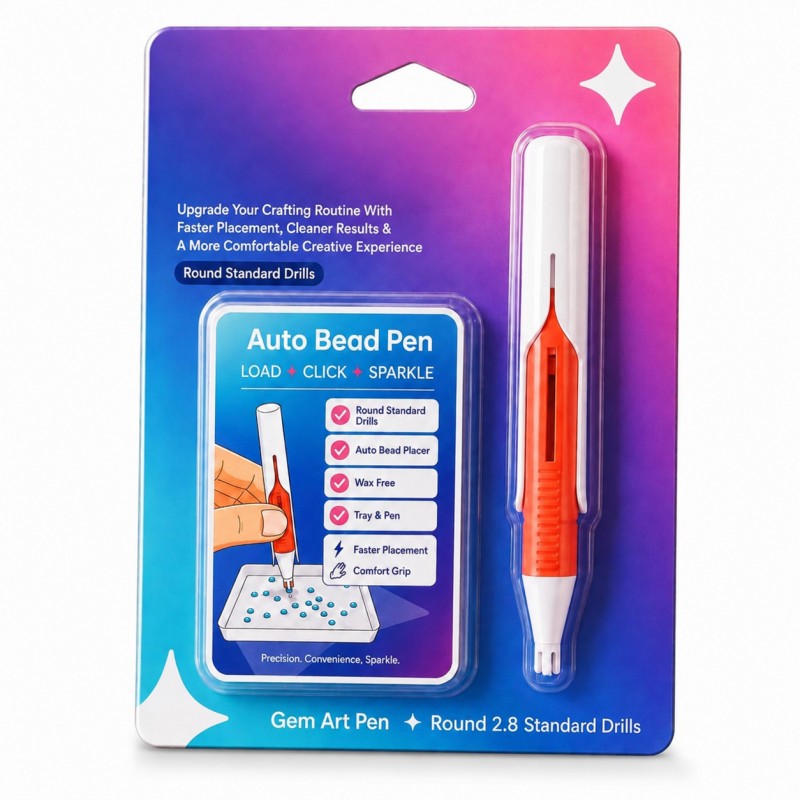 🔥 Last Day 50% OFF – 💎 Automatic Gem Art Bead Dispenser Pen & Tray Set