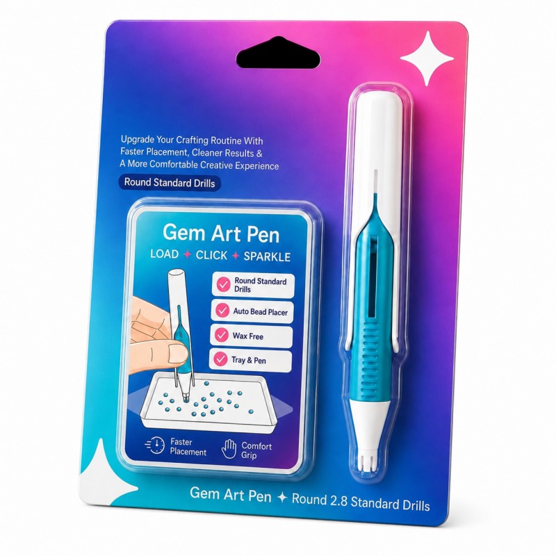 🔥 Last Day 50% OFF – 💎 Automatic Gem Art Bead Dispenser Pen & Tray Set