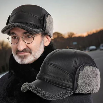 💥LAST DAY SALE 49% OF🧢🐂New Men's Winter Hat with Sheepskin Flat Top Earmuffs