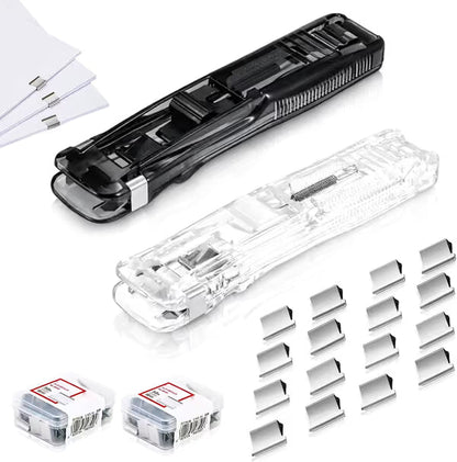 2 Pcs Portable Binder Clip Stapler, with 100 Pcs Small Binder Clips, Non-Destructive Paper Clam Dispenser for Office, Home, School