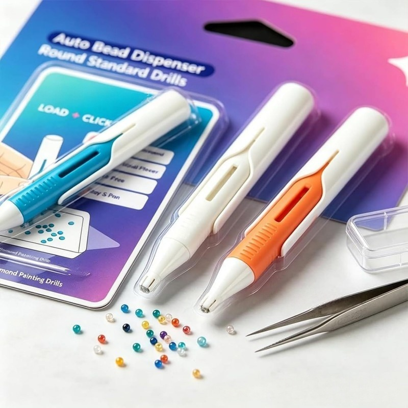 🔥 Last Day 50% OFF – 💎 Automatic Gem Art Bead Dispenser Pen & Tray Set