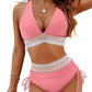 🔥Last Day Special Price £13.99!!💥-👙High Waisted Tummy Control Color Block Bikini Sets