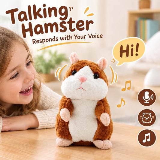 🐹 Last Day Special Price £12.99! Free Shipping！✨Talking Hamster Plush – repeats whatever you say, auto head-shaking, hilarious fun for kids & adults.🎁