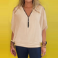 Women's Chiffon Zip-up Neck Casual Top