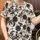 🎁 Hot Sale 49% OFF 🔥Elegant 3D Floral Round Neck Short Sleeve Top