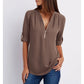 💕What should I wear tomorrow?💕Plus Size Loose  3/4 Sleeve Zipper Blouse