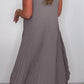 🔥Laney Pleated Short Sleeve Irregular Midi Top and Elastic Waist Wide Leg Pants Set