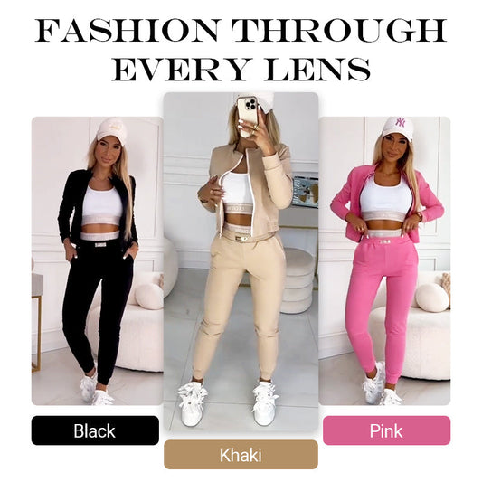 🎉Hot Sale 49% OFF😍Women's 3-Piece Zip-Up Tracksuits (jacket+vest+trousers)
