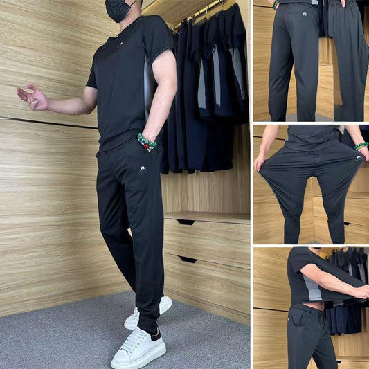 🔥Limited-time 49% discount🔥Men's Casual Sports Short Sleeve Long Pants Two-Piece Set
