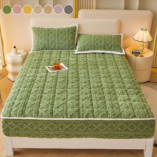 🛏️ 50% OFF! 🎁 WARM FITTED BED SHEET - Brushed Flannel & Deep Pocket (Up to 40cm), Non-Slip Corners for All-Season Comfort❄️🛌