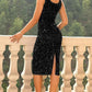 💖LAST DAY SALE 50% OFF💃Women's Round Neck Sleeveless Party Gliter Dress
