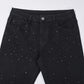💥Christmas Sale 49% OFF👖 Rhinestone Embellished Slim-Fit Black Denim Jeans - Stretch Comfort with Sparkling Waistband for a Dazzling Look 💎🖤