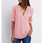 💕What should I wear tomorrow?💕Plus Size Loose  3/4 Sleeve Zipper Blouse