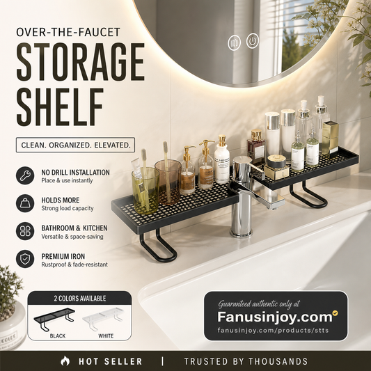 🔥50% Off Limited Time！💦Say Goodbye To Messy & Limescale‑Stained Desktops 🔥Over-the-Faucet Sink Organizer Shelf