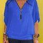 Women's Chiffon Zip-up Neck Casual Top