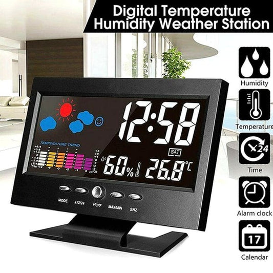 🔥Limited stock available 50% OFF🔥🌡️ 50% OFF NOW! ✨ Digital LED Weather Station - Temperature & Humidity Monitor with Forecast Display & Table Alarm Clock 📊⏰