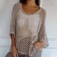🔥Last Day Promotion 49% OFF🔥💝Women's Fashion Round Neck Crochet Knit Fishnet Top