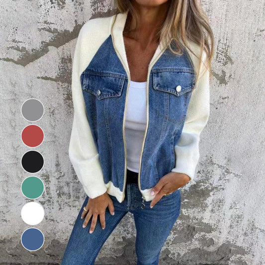 ⏳Limited-time special price £23.99⏰Women's Creative Denim Splicing Jacket