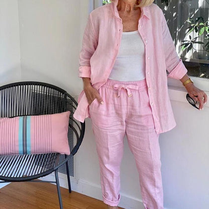 🎉Hot Sale 49% OFF🎉Women's cotton linen long sleeve blouse and pants set