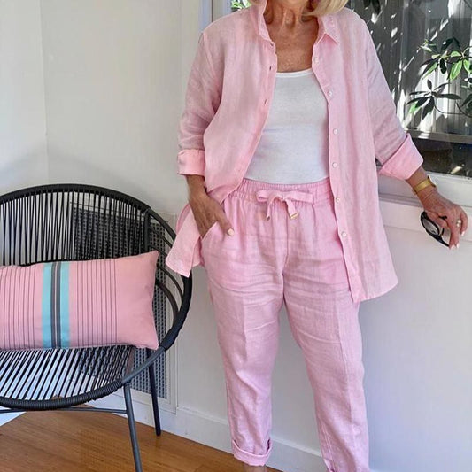 🎉Hot Sale 49% OFF🎉Women's cotton linen long sleeve blouse and pants set