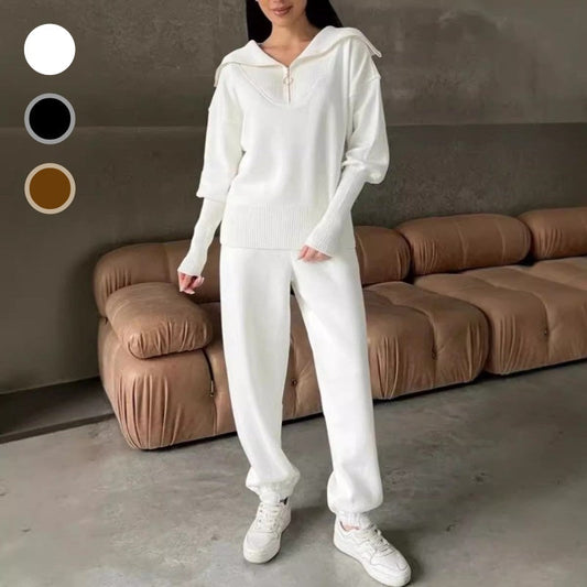 💥Hot Sale 49% OFF🔥Women's Casual Sporty 2-Piece Set - Half-Zipper Lapel Top & Matching Jogger