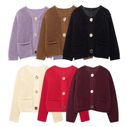 💖Limited Sale 49% OFF💖Women's Fashion Cut-Out Knitted Cardigan