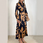 🎁Limited Sale 49% OFF💕Women’s Lapel Long-Sleeve Print Dress with Belt💃