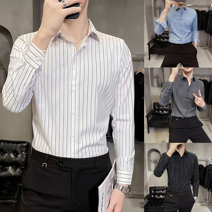 💕Buy 2 get extra 8% off 💕Men's Slim-Fit Striped Long-Sleeve Shirt