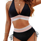 🔥Last Day Special Price £13.99!!💥-👙High Waisted Tummy Control Color Block Bikini Sets