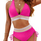 🔥Last Day Special Price £13.99!!💥-👙High Waisted Tummy Control Color Block Bikini Sets