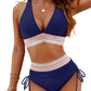 🔥Last Day Special Price £13.99!!💥-👙High Waisted Tummy Control Color Block Bikini Sets