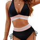 🔥Last Day Special Price £13.99!!💥-👙High Waisted Tummy Control Color Block Bikini Sets