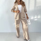 💖 Women's casual beige two-piece set, comfortable and stylish