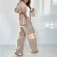 💖 Women's casual beige two-piece set, comfortable and stylish