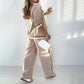 💖 Women's casual beige two-piece set, comfortable and stylish