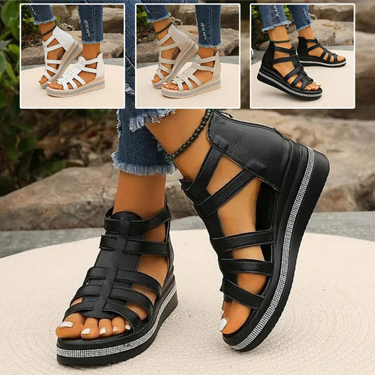 👡Wedge sandals with rhinestone decoration