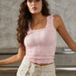 🎁 Hot Sale 49% OFF🌸 Women's Wide Strap Square Neck Short Flower Sports Tank Top – Comfort Meets Style! ✨