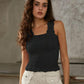 🎁 Hot Sale 49% OFF🌸 Women's Wide Strap Square Neck Short Flower Sports Tank Top – Comfort Meets Style! ✨