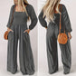 🎉🛍️Hot Promotion 50% OFF💃2025 New Women's Casual Long Sleeve Wide Leg Pants Jumpsuit