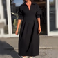 💖A midi skirt with a V-neck lapel and a pleated waist, which is full of temperament