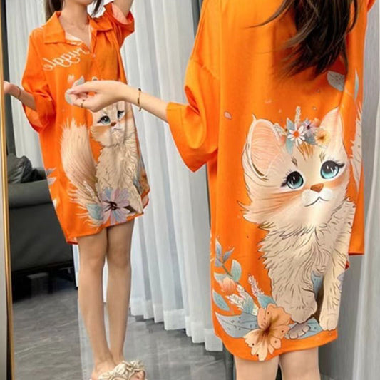 🎁 Hot Sale 49% OFF 🔥Cute Cat Print Breathable Dress