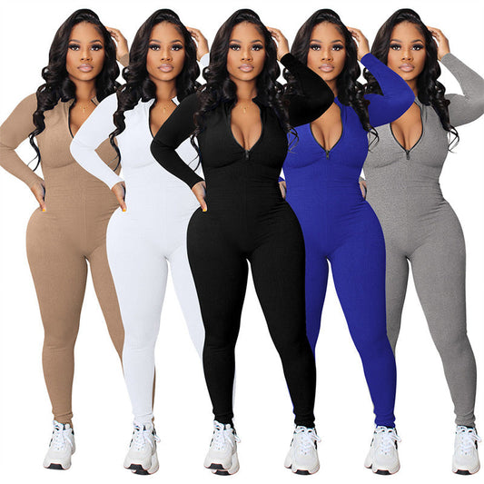 🎉2025 New Products Hot Sale✨Solid Color Half Zip Seamless Jumpsuit