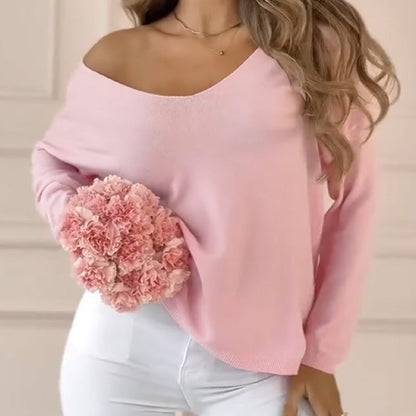 🏖️Summer Hot Sale 49% OFF🌼Women's Loose Off Shoulder Long Sleeve Top