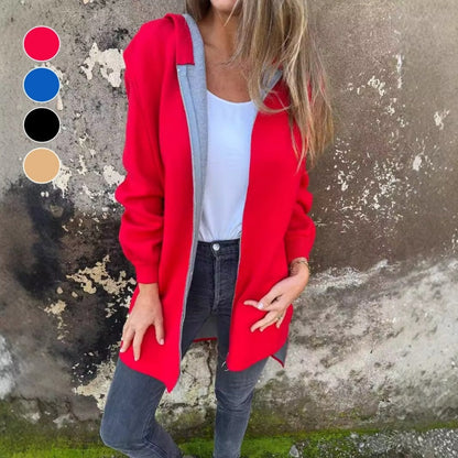 🎉Hot Sale 49% OFF🎉Women's Solid Zipper Hooded Coat with Pockets