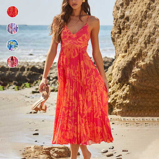 🏖️Summer Hot Sale 49% OFF🌼Women's Fashion V-Neck Sleeveless Printed Dresses