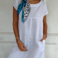 🏖️Summer Hot Sale 49% OFF🌼Women's Round Neck Short Sleeve Cotton Linen Dress