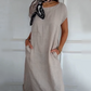 🏖️Summer Hot Sale 49% OFF🌼Women's Round Neck Short Sleeve Cotton Linen Dress