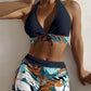 🎁 Hot Sale 49% OFF 🔥Leaf Print Halter V-Neck Two-Piece Swimsuit